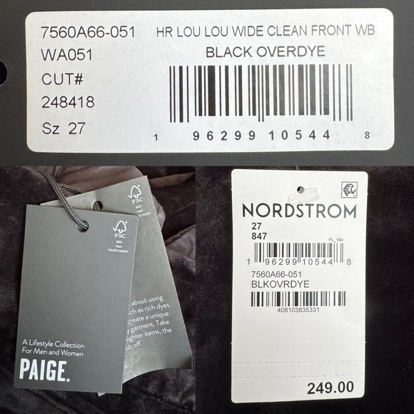 NWT Paige HR Lou Lou Velvet Wide Clean Front Flare Leg Pants Black Overdye 27 - Picture 11 of 13